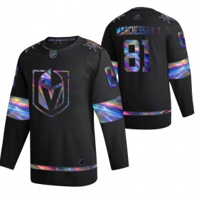 Vegas Golden Knights Jonathan Marchessault 81 2021-22 Iriserend holografisch Zwart Authentic Shirt - Mannen